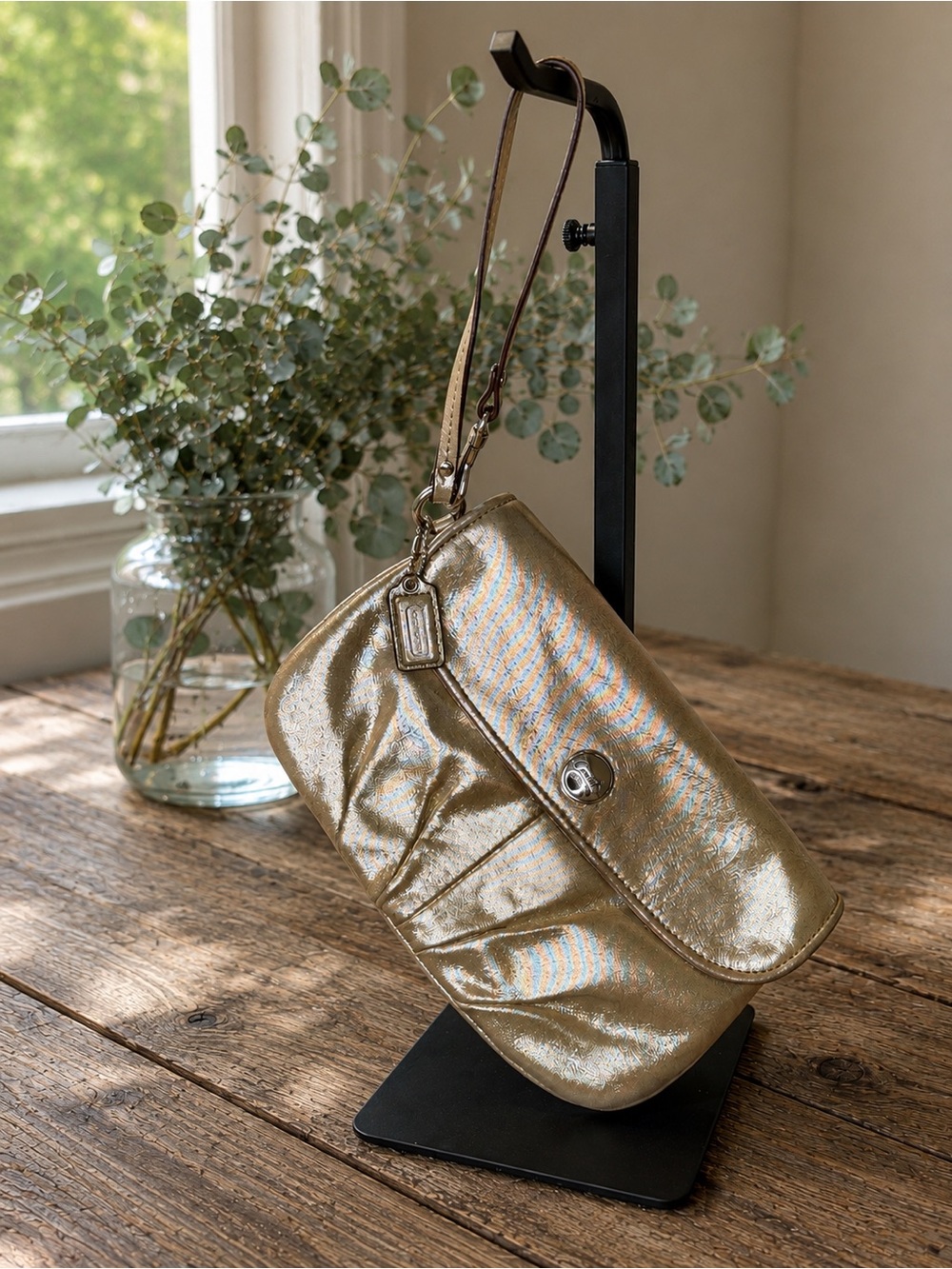 Gold Metallic Gold Wristlet/Clutch